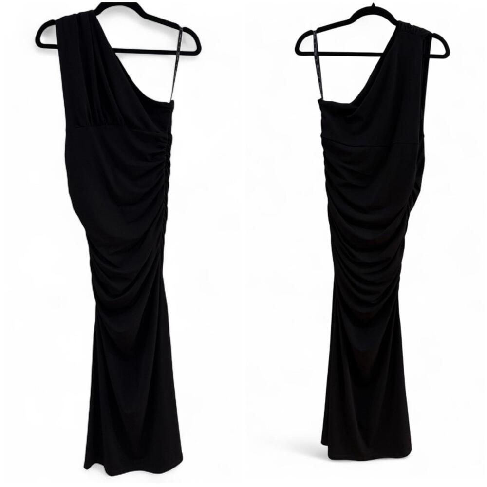 NWT HERVÉ LÉGER | SZ L | One-shoulder Ruched Stretch-jersey Midi Dress $590 - Picture 6 of 9